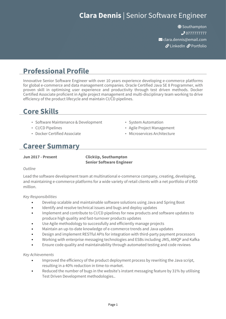 Senior Software Engineer CV-1