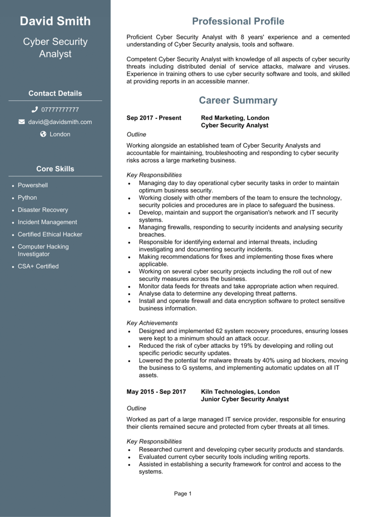 Cyber Security CV-1