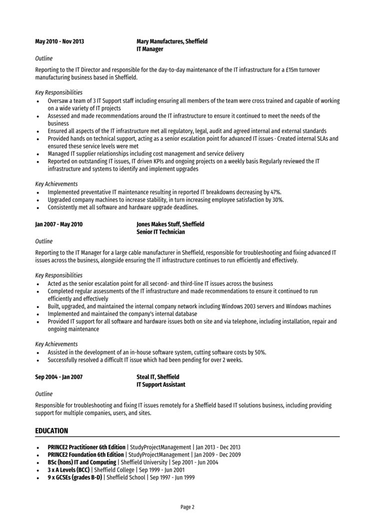 IT Manager CV-2