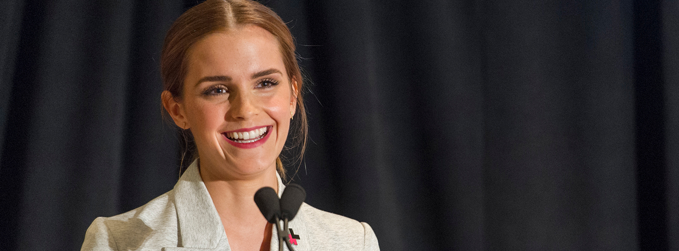 Emma Watson at the podium.