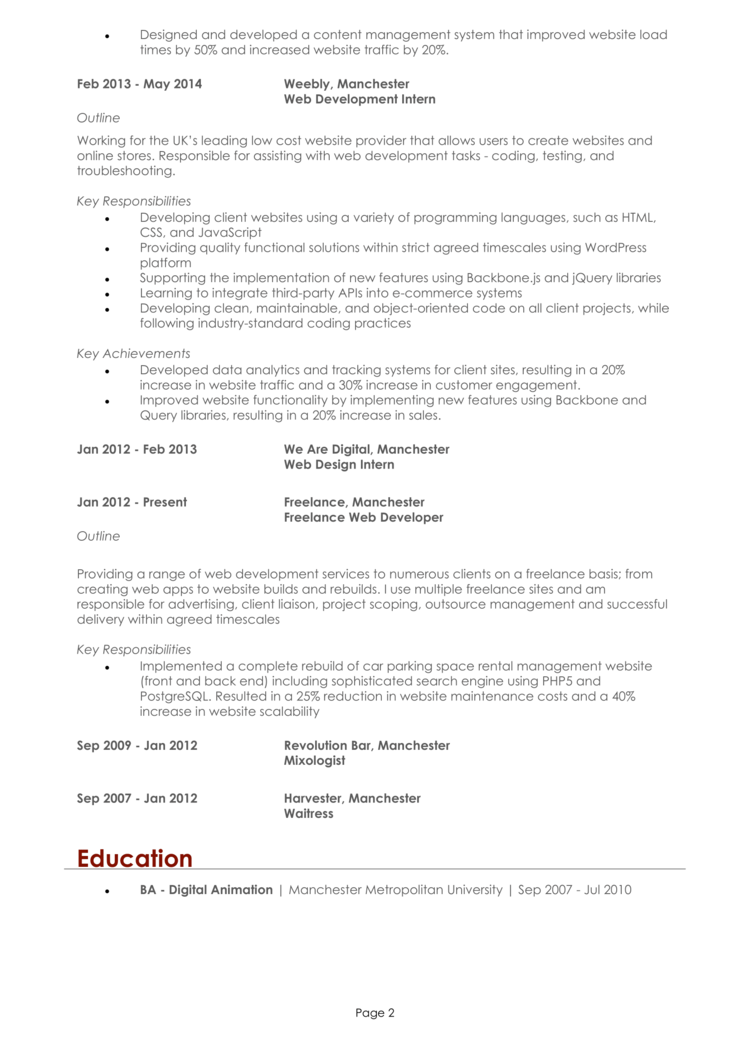 Web Developer CV-2